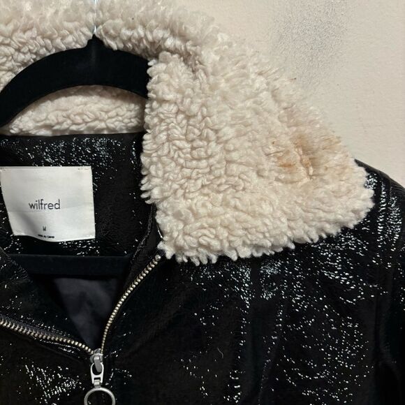 Aritzia Wilfred Tempest Jacket Sherpa Collar Black- Size Medium - Picture 6 of 13